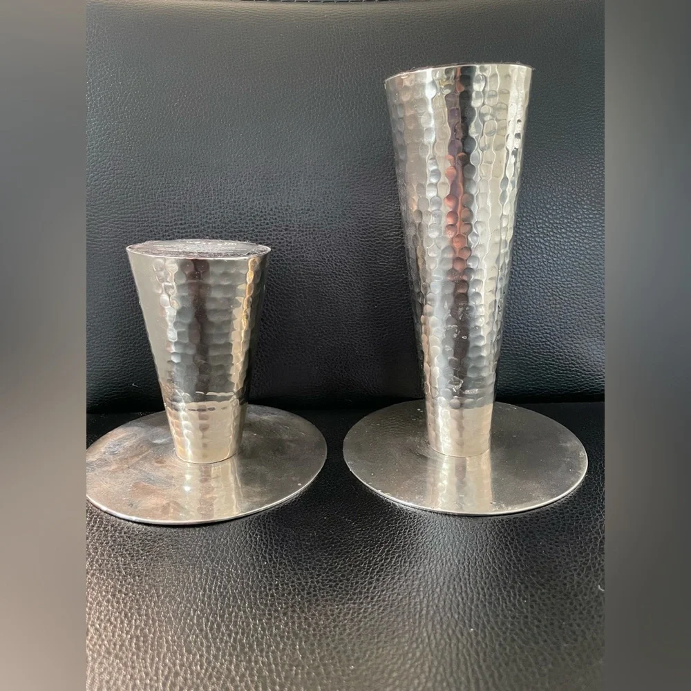West Elm Silver Candle Holders